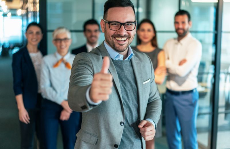 Business team reviewing documents